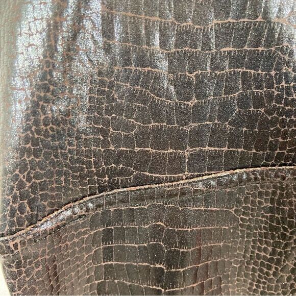 Ladies Spanx Faux Leather Croc Shine High Rise Leggings in Brown Size Small - Picture 2 of 7